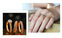 Three-Ring Zircon Crystal Inlaid Statement Ring